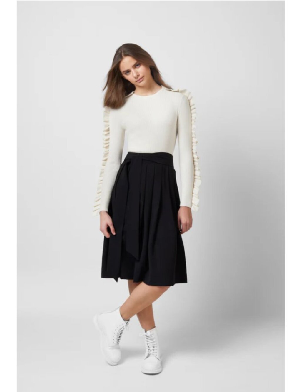 Elle Oh Elle Ivory Knit Ribbed Top with Ruffle Sleeves Size XL NWT